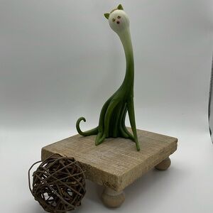 Home Grown by Enesco Green Onion Scallion Leek Cat Figurine Whimsical Animal